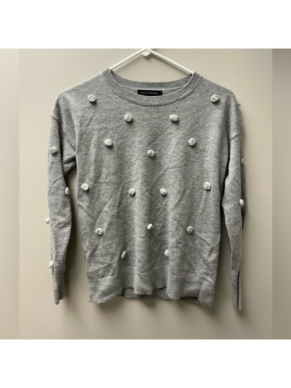 Banana Republic Grey Pom Pom Crewneck Sweater